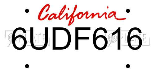 6UDF616 California License Plate