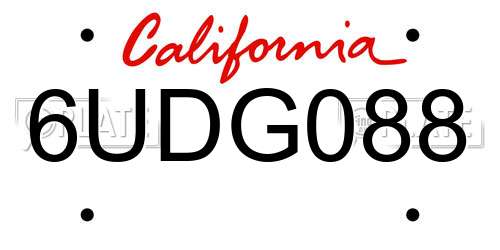 6UDG088 California License Plate