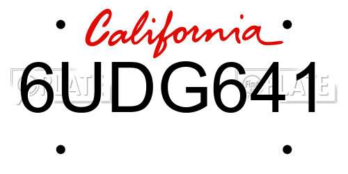 6UDG641 California License Plate