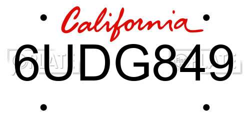 6UDG849 California License Plate