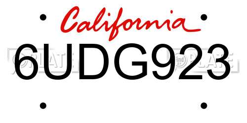 6UDG923 California License Plate