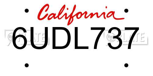 6UDL737 California License Plate