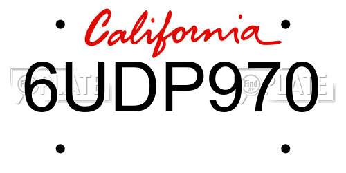 6UDP970 California License Plate