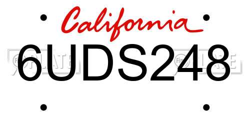 6UDS248 California License Plate