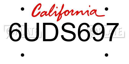 6UDS697 California License Plate
