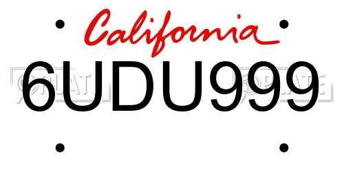 6UDU999 California License Plate