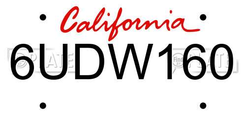 6UDW160 California License Plate