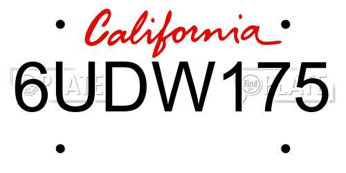 6UDW175 California License Plate