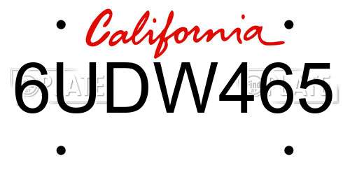 6UDW465 California License Plate