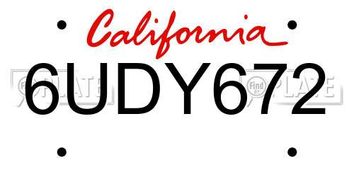 6UDY672 license plate in CA state