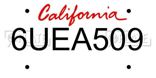 6UEA509 California License Plate