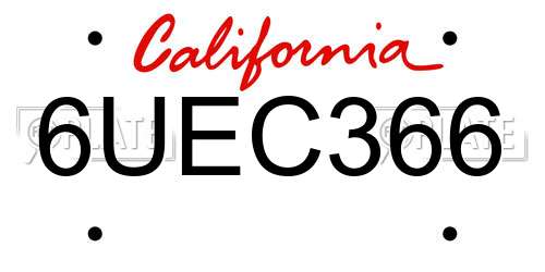 6UEC366 California License Plate