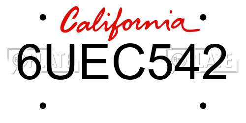 6UEC542 California License Plate