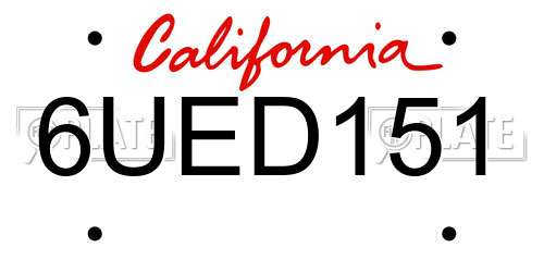 6UED151 California License Plate