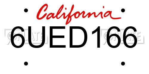 6UED166 California License Plate