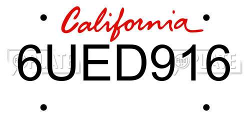 6UED916 California License Plate