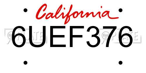 6UEF376 California License Plate