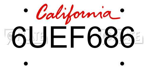 6UEF686 California License Plate
