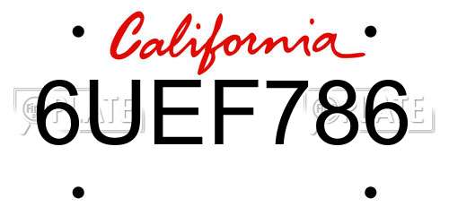 6UEF786 California License Plate
