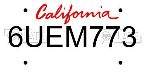 6UEM773 California License Plate