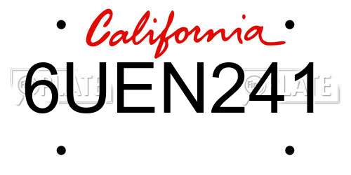 6UEN241 California License Plate