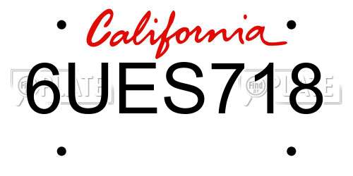 6UES718 California License Plate