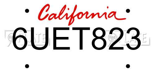 6UET823 California License Plate