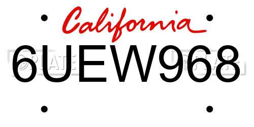 6UEW968 California License Plate