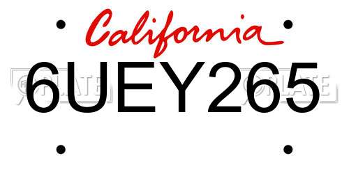 6UEY265 California License Plate