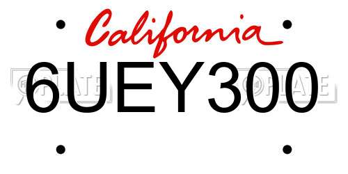 6UEY300 California License Plate