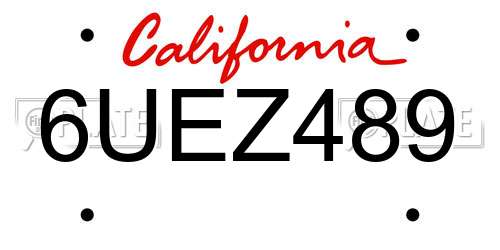 6UEZ489 California License Plate