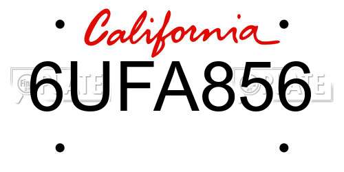 6UFA856 California License Plate