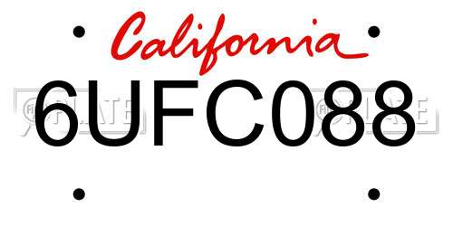 6UFC088 California License Plate