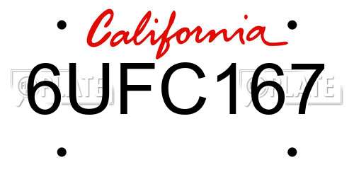 6UFC167 California License Plate