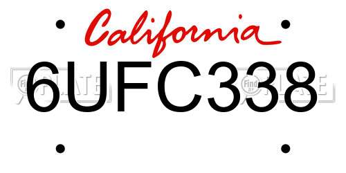6UFC338 California License Plate