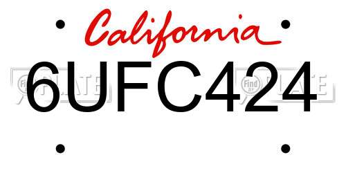 6UFC424 California License Plate