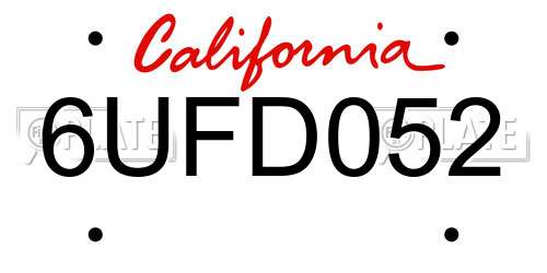 6UFD052 California License Plate