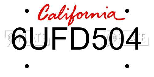 6UFD504 California License Plate