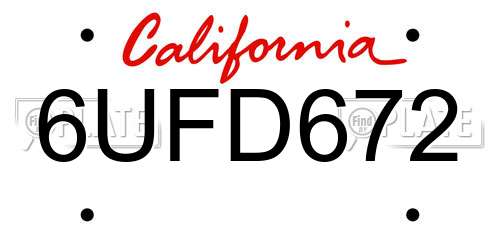 6UFD672 California License Plate