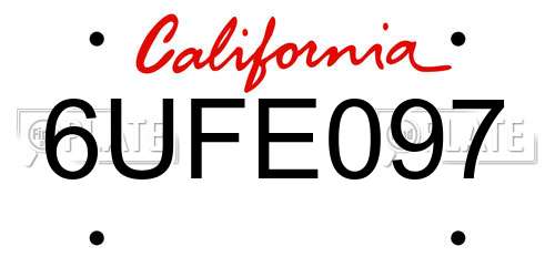6UFE097 California License Plate