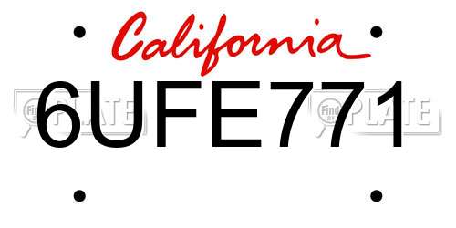 6UFE771 California License Plate