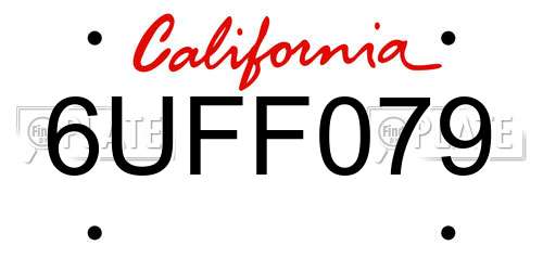 6UFF079 California License Plate