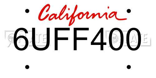 6UFF400 California License Plate