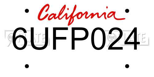 6UFP024 California License Plate