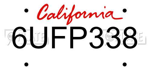 6UFP338 California License Plate