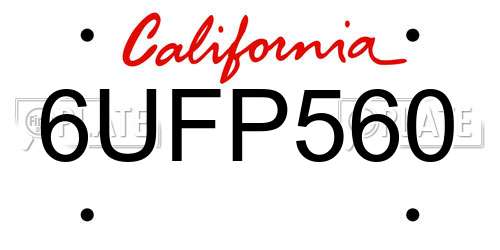 6UFP560 California License Plate