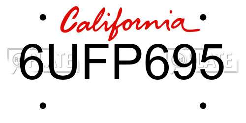 6UFP695 California License Plate