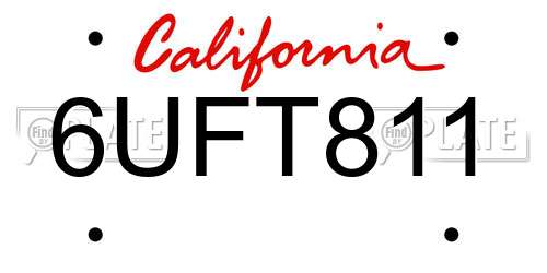 6UFT811 California License Plate