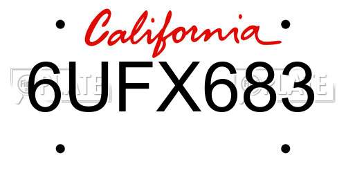 6UFX683 California License Plate