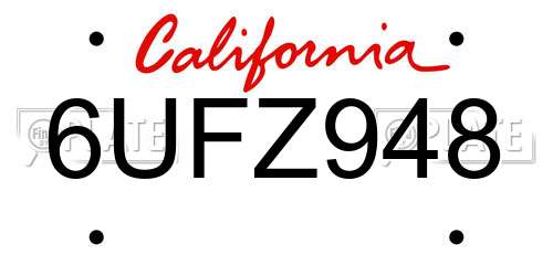 6UFZ948 California License Plate